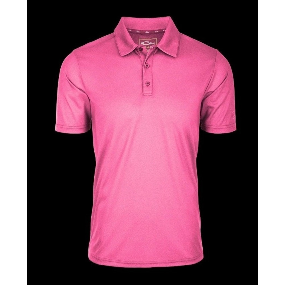 DRAKE Men's Polo Shirt 2XL Pink Waterfowl Performance Stretch Short Sleeve